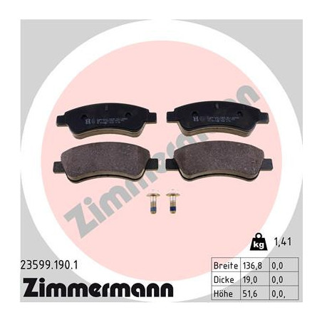 ZIMMERMANN 23599.190.1 Brzdové destičky Přední pro