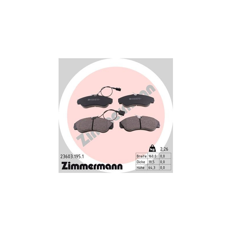 ZIMMERMANN 23603.195.1 Plaquettes de frein