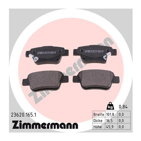ZIMMERMANN 23620.165.1 Bremsbeläge Hinten für