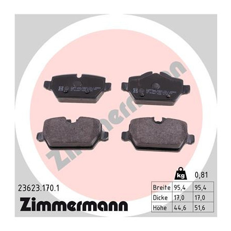 ZIMMERMANN 23623.170.1 Brzdové platničky Zadné pre