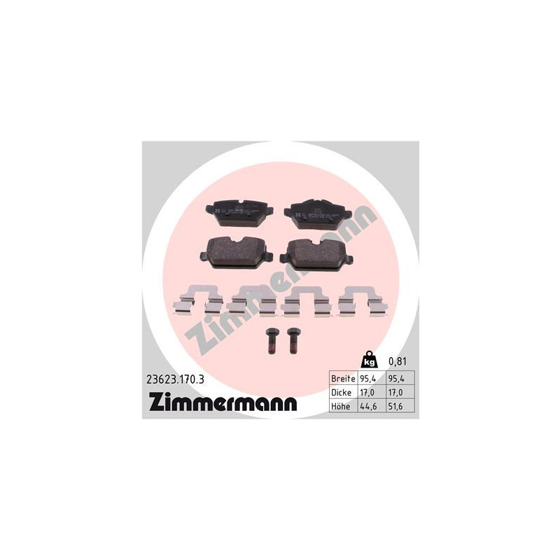 ZIMMERMANN 23623.170.3 Brzdové destičky Zadní pro
