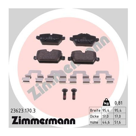 ZIMMERMANN 23623.170.3 Pastillas de freno Trasero para