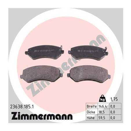 ZIMMERMANN 23638.185.1 Brake Pads Set Front for