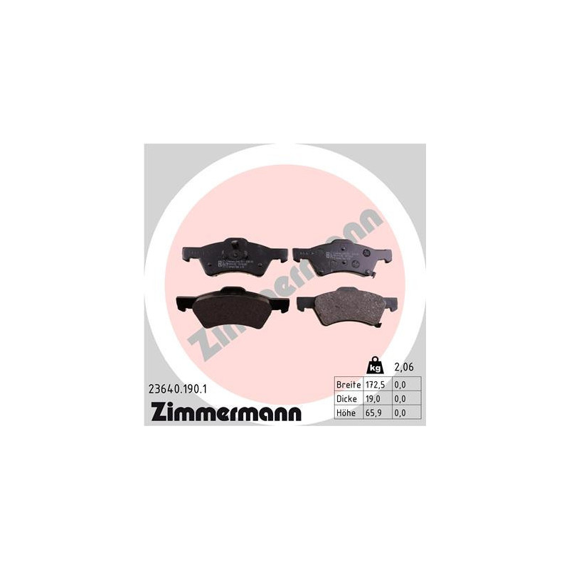 ZIMMERMANN 23640.190.1 Pastiglie freno