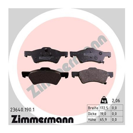 ZIMMERMANN 23640.190.1 Plaquettes de frein