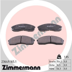 ZIMMERMANN 23649.165.1 Brzdové platničky Predné pre