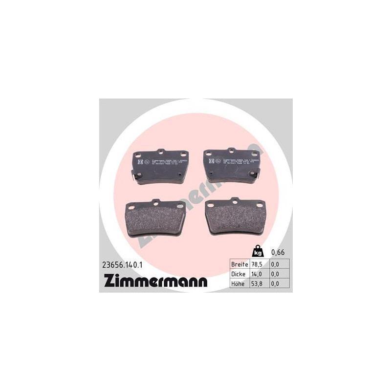 ZIMMERMANN 23656.140.1 Bremsbeläge Hinten für