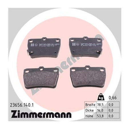 ZIMMERMANN 23656.140.1 Bremsbeläge Hinten für