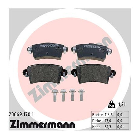 ZIMMERMANN 23669.170.1 Pastillas de freno Trasero para