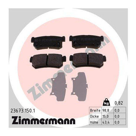 ZIMMERMANN 23673.150.1 Klocki hamulcowe