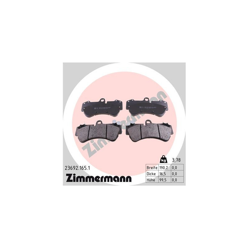 ZIMMERMANN 23692.165.1 Brzdové platničky Predné pre