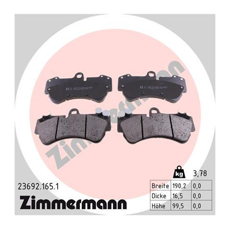 ZIMMERMANN 23692.165.1 Plaquettes de frein Avant pour