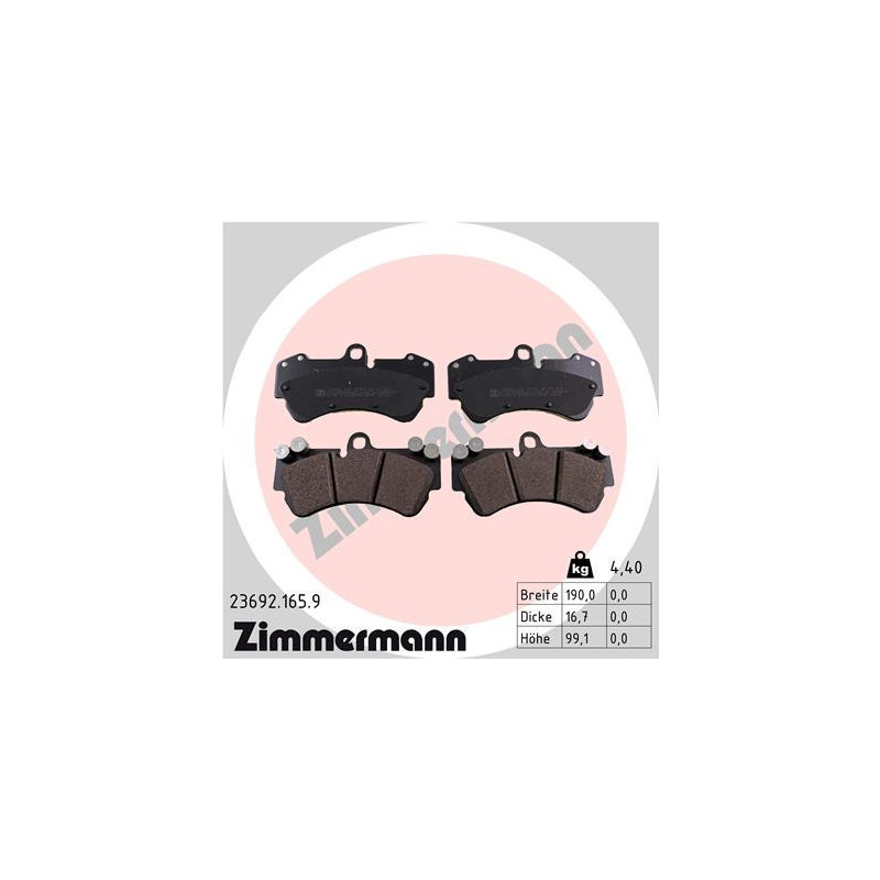 ZIMMERMANN 23692.165.9 Klocki hamulcowe Przód dla