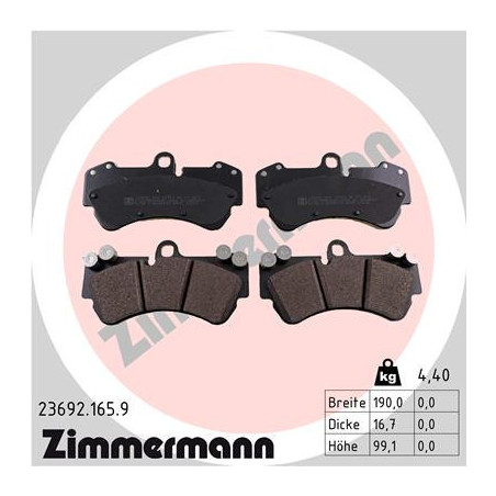 ZIMMERMANN 23692.165.9 Klocki hamulcowe Przód dla