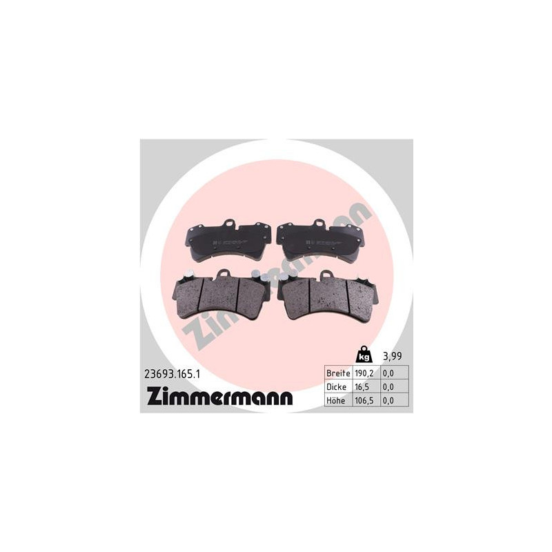 ZIMMERMANN 23693.165.1 Brake Pads Set Front for