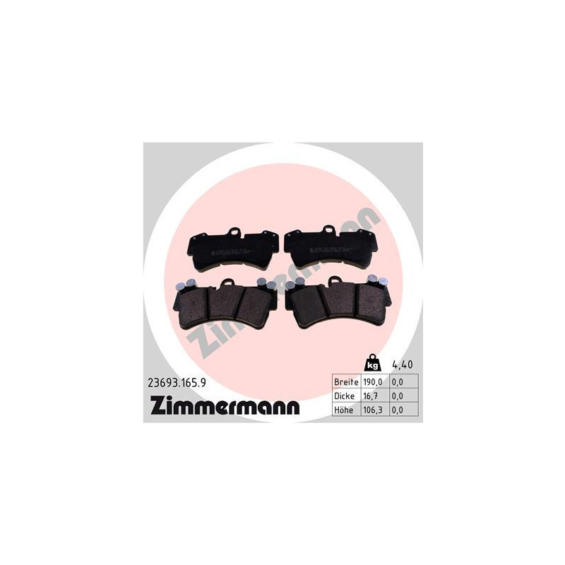 ZIMMERMANN 23693.165.9 Brake Pads Set Front for