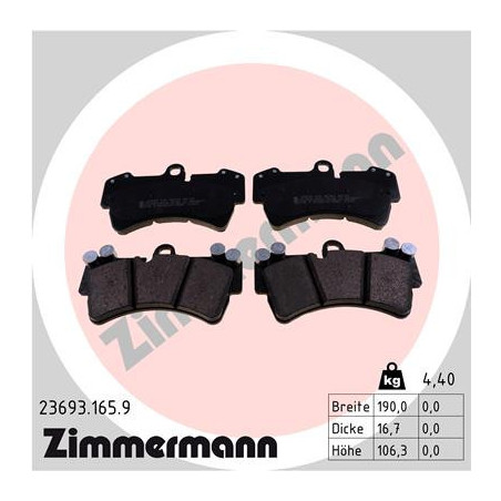 ZIMMERMANN 23693.165.9 Brake Pads Set Front for