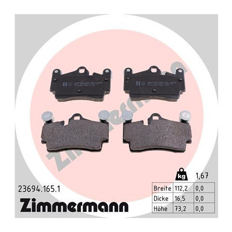 ZIMMERMANN 23694.165.1 Brake Pads Set Rear for