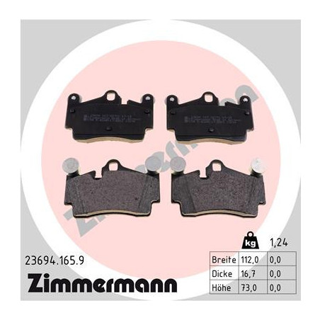 ZIMMERMANN 23694.165.9 Brzdové destičky Zadní pro