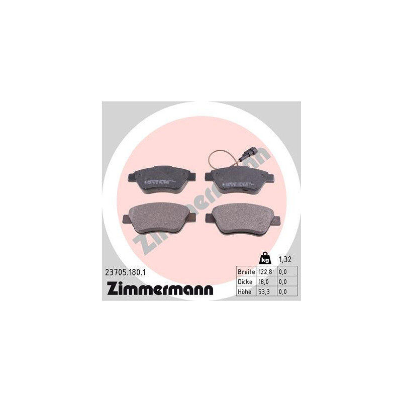 ZIMMERMANN 23705.180.1 Pastiglie freno Anteriore per