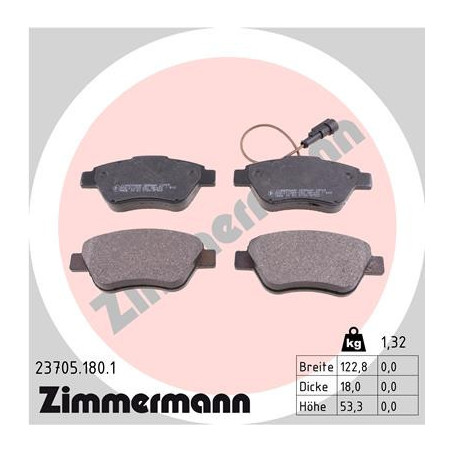 ZIMMERMANN 23705.180.1 Brzdové destičky Přední pro