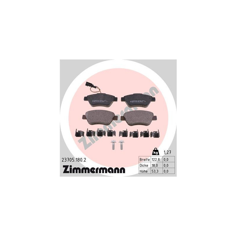 ZIMMERMANN 23705.180.2 Pastillas de freno Delantero para