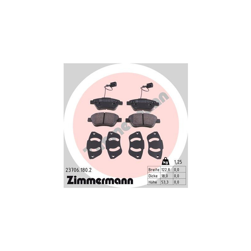ZIMMERMANN 23706.180.2 Brake Pads Set Front for