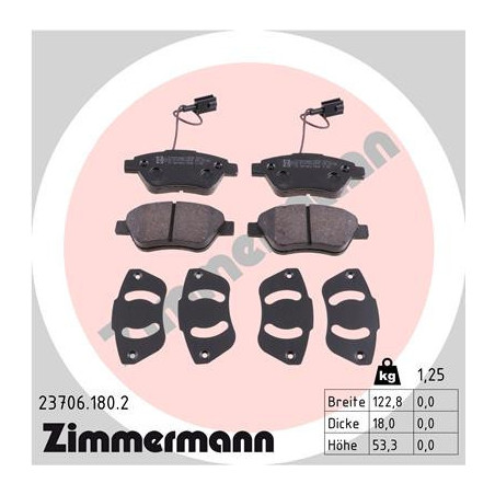 ZIMMERMANN 23706.180.2 Brzdové platničky Predné pre