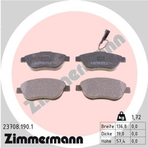 ZIMMERMANN 23708.190.1 Pastillas de freno Delantero para