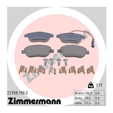 ZIMMERMANN 23708.190.2 Plaquettes de frein Avant pour
