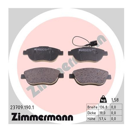 ZIMMERMANN 23709.190.1 Bremsbeläge Vorne für