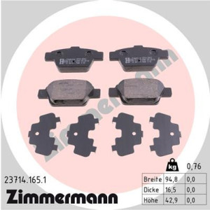 ZIMMERMANN 23714.165.1 Brzdové platničky Zadné pre