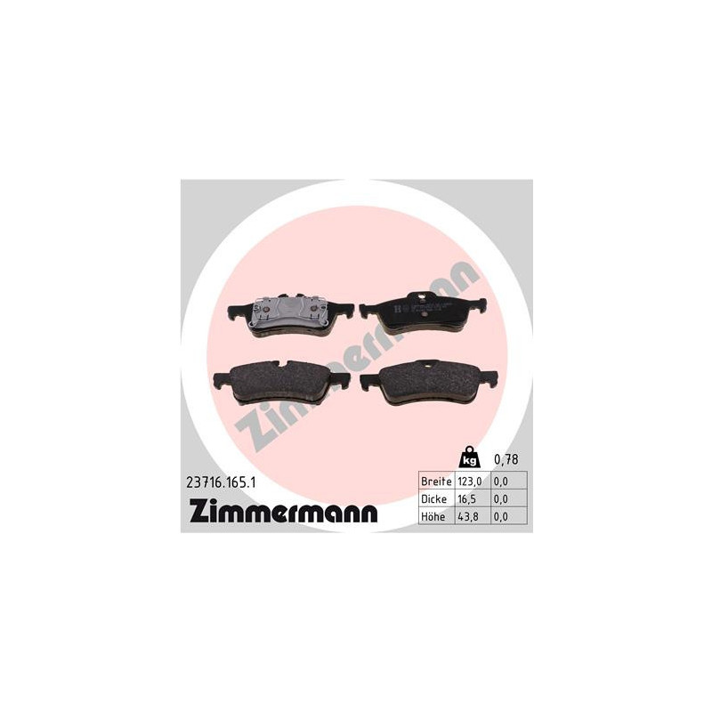 ZIMMERMANN 23716.165.1 Klocki hamulcowe Tył dla