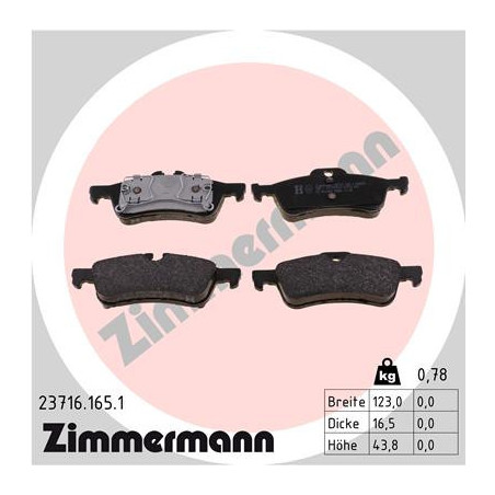 ZIMMERMANN 23716.165.1 Brake Pads Set Rear for