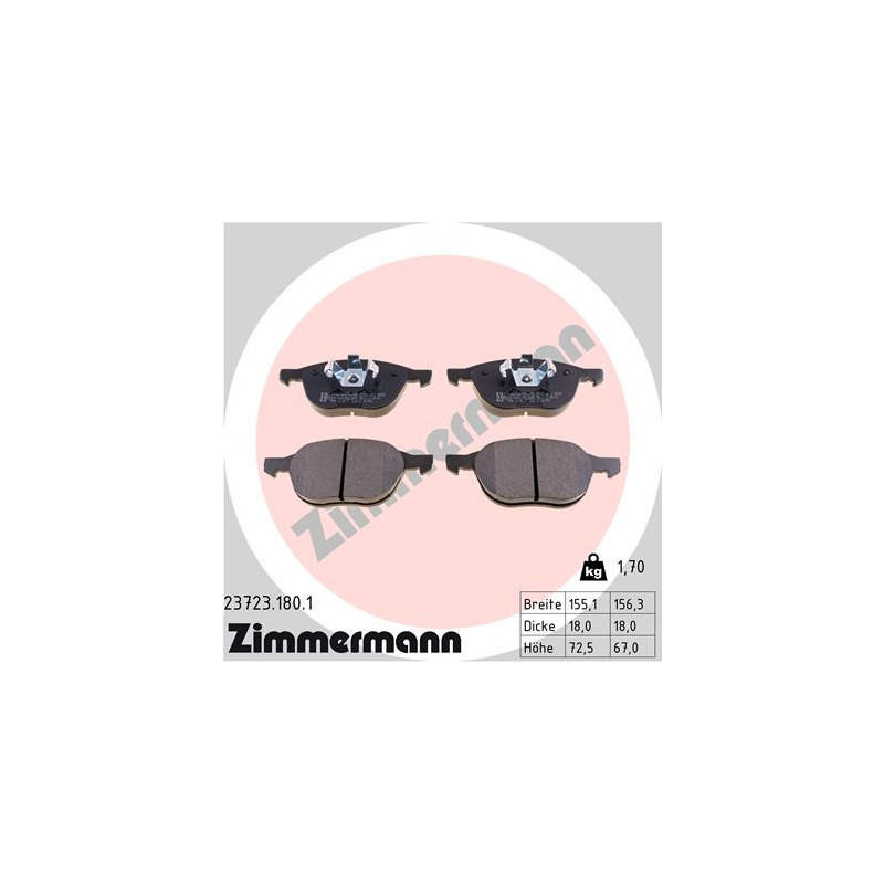 ZIMMERMANN 23723.180.1 Klocki hamulcowe Przód dla