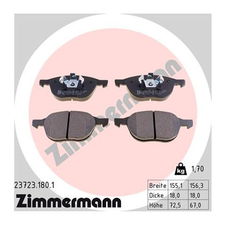 ZIMMERMANN 23723.180.1 Brake Pads Set Front for