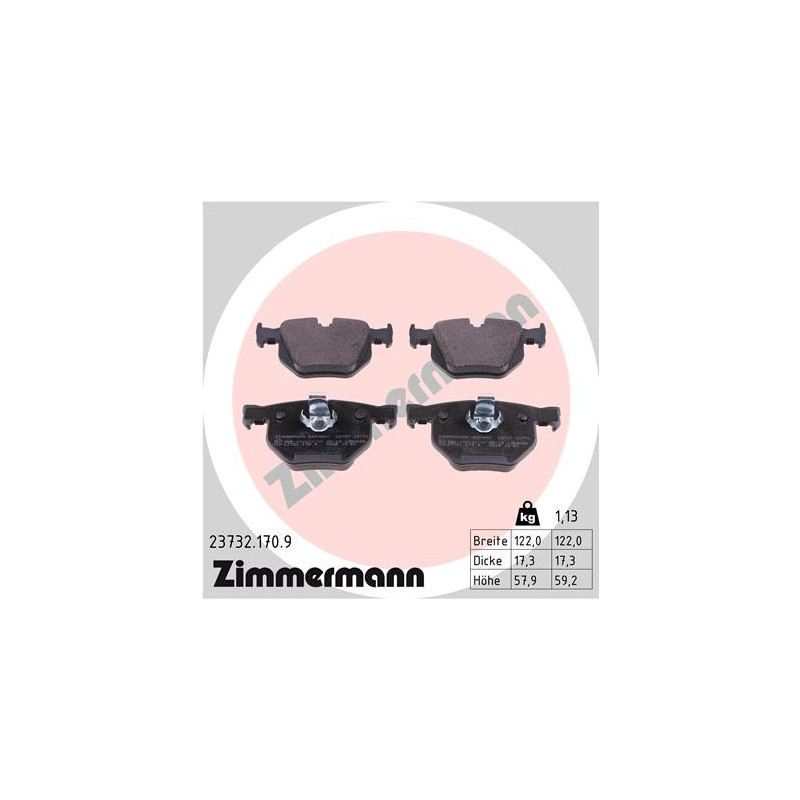 ZIMMERMANN 23732.170.9 Klocki hamulcowe Przód dla