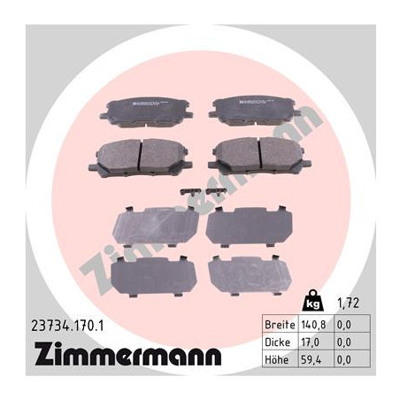 ZIMMERMANN 23734.170.1 Brzdové destičky Přední pro
