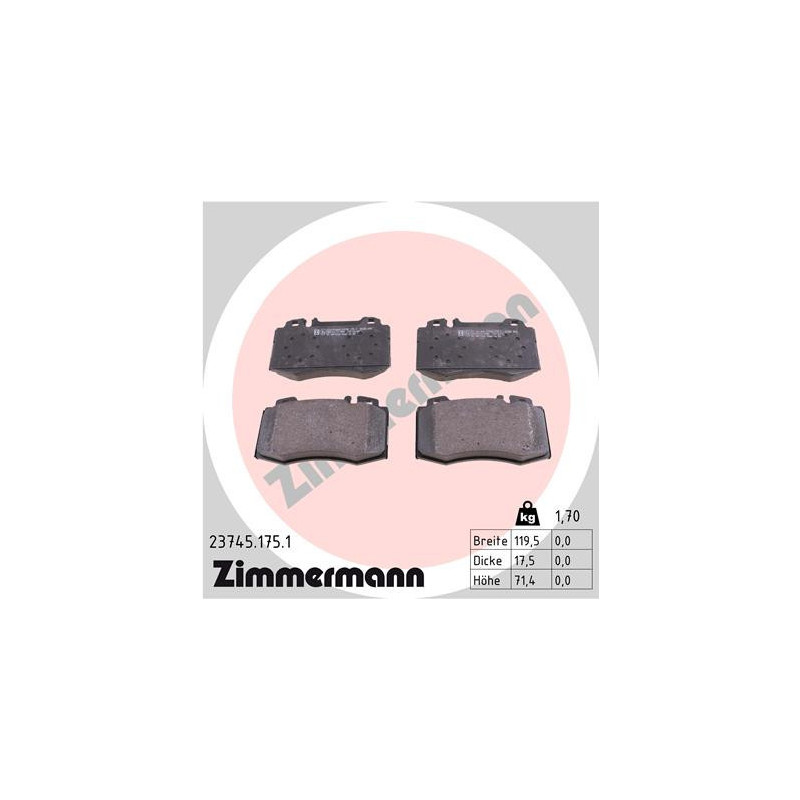 ZIMMERMANN 23745.175.1 Bremsbeläge Vorne für