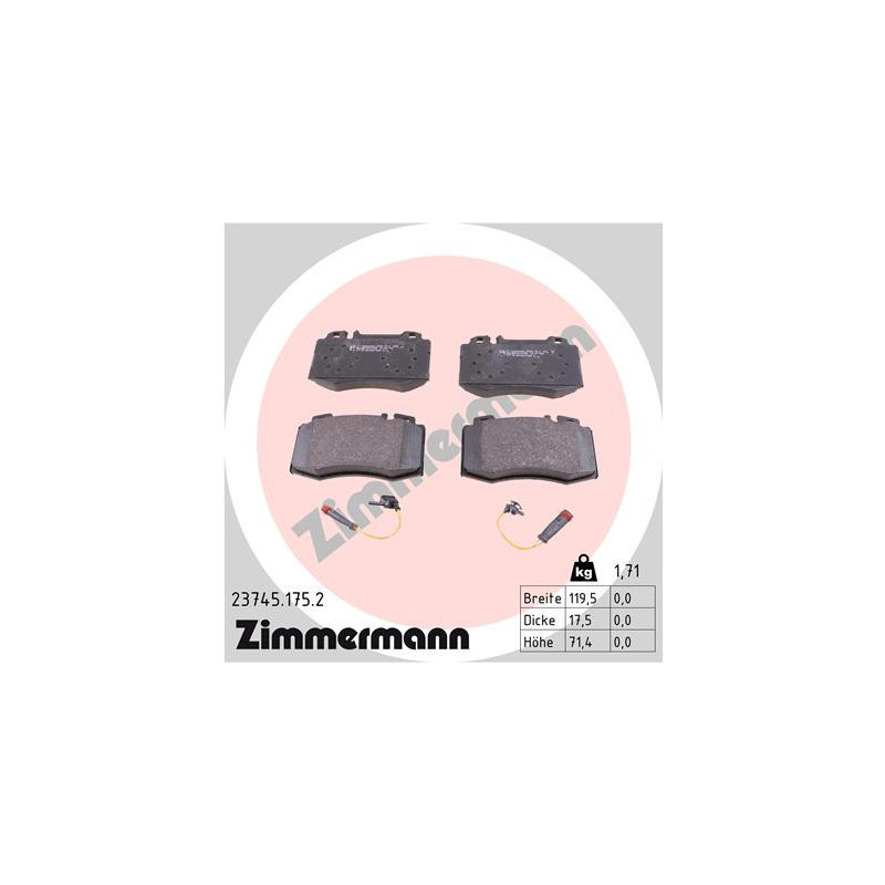 ZIMMERMANN 23745.175.2 Brzdové platničky Predné pre