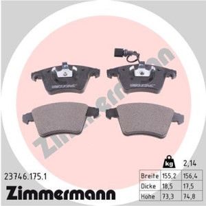ZIMMERMANN 23746.175.1 Brzdové platničky Predné pre