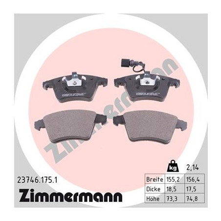 ZIMMERMANN 23746.175.1 Brake Pads Set Front for