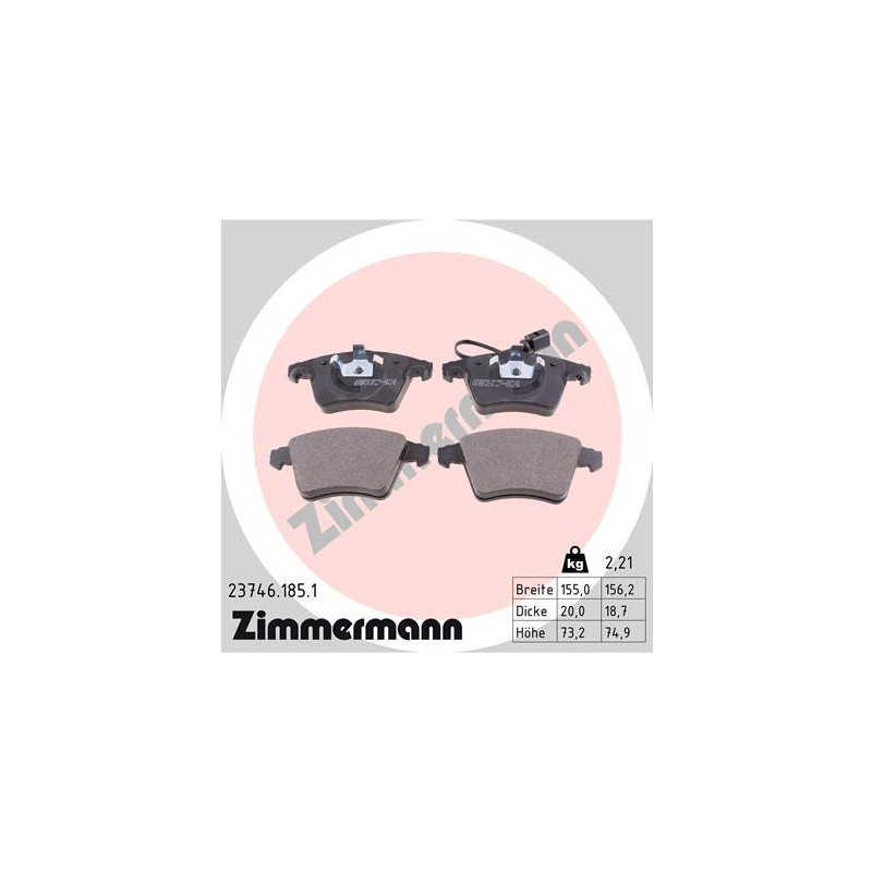 ZIMMERMANN 23746.185.1 Klocki hamulcowe Przód dla