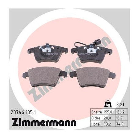 ZIMMERMANN 23746.185.1 Plaquettes de frein Avant pour