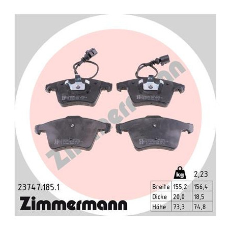 ZIMMERMANN 23747.185.1 Brzdové destičky Přední pro