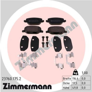 ZIMMERMANN 23760.175.2 Brzdové platničky Zadné pre