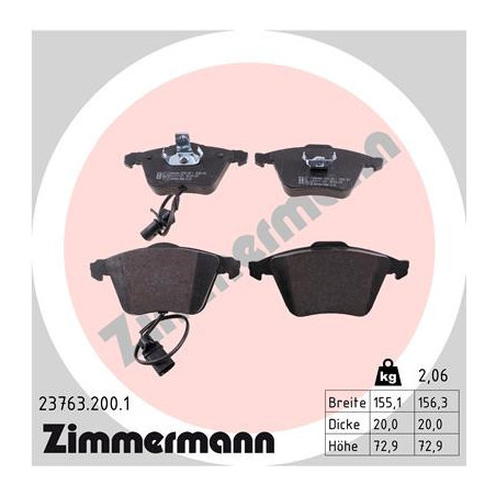 ZIMMERMANN 23763.200.1 Brzdové destičky Přední pro