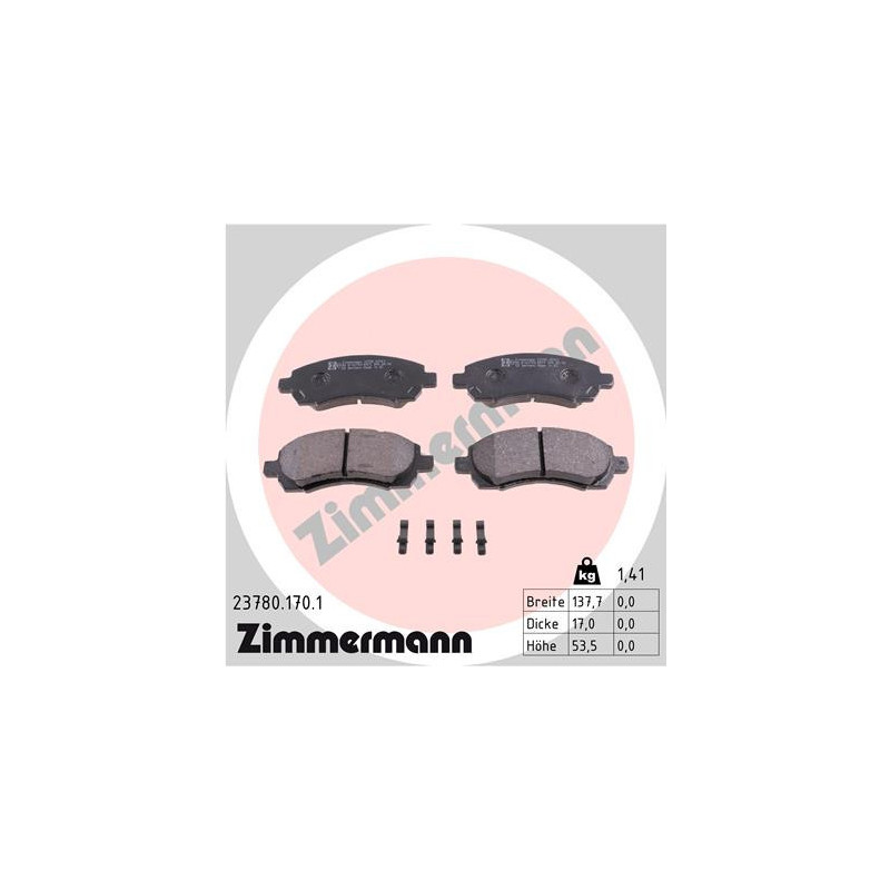 ZIMMERMANN 23780.170.1 Plaquettes de frein Avant pour