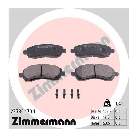 ZIMMERMANN 23780.170.1 Plaquettes de frein Avant pour