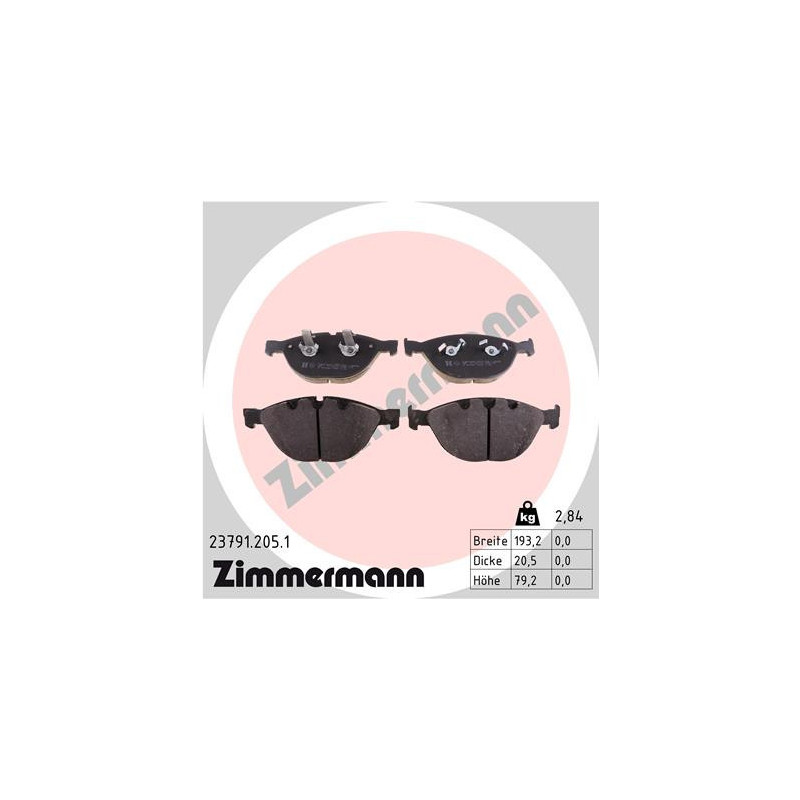 ZIMMERMANN 23791.205.1 Pastiglie freno Anteriore per